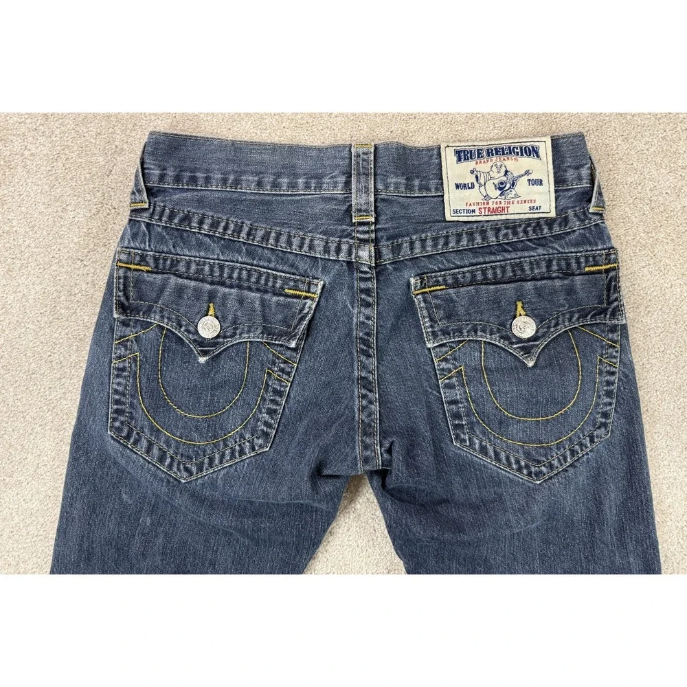 True Religion Ricky Men's Size 30x31 Straight Leg Jeans Blue Flap Pockets 703369